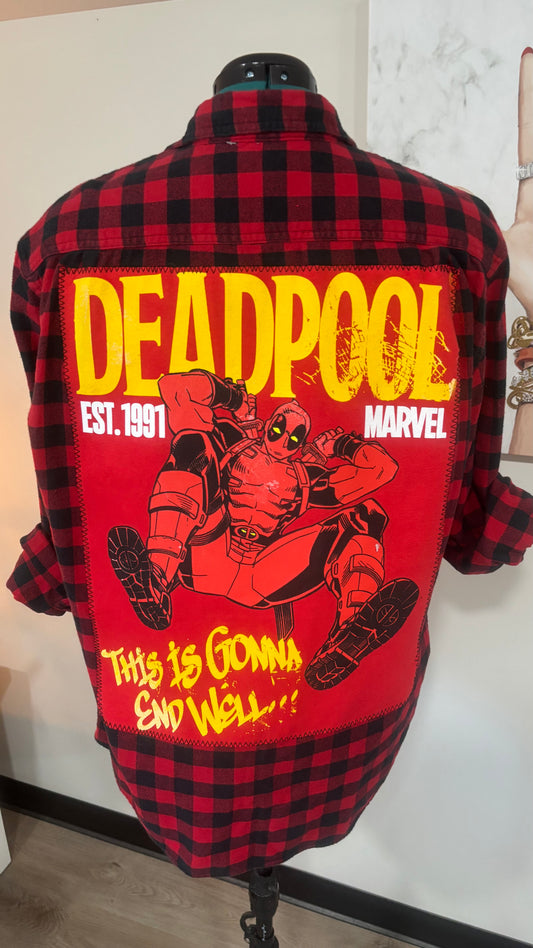 Deadpool This Is Gonna End Well - Refashioned Flannel