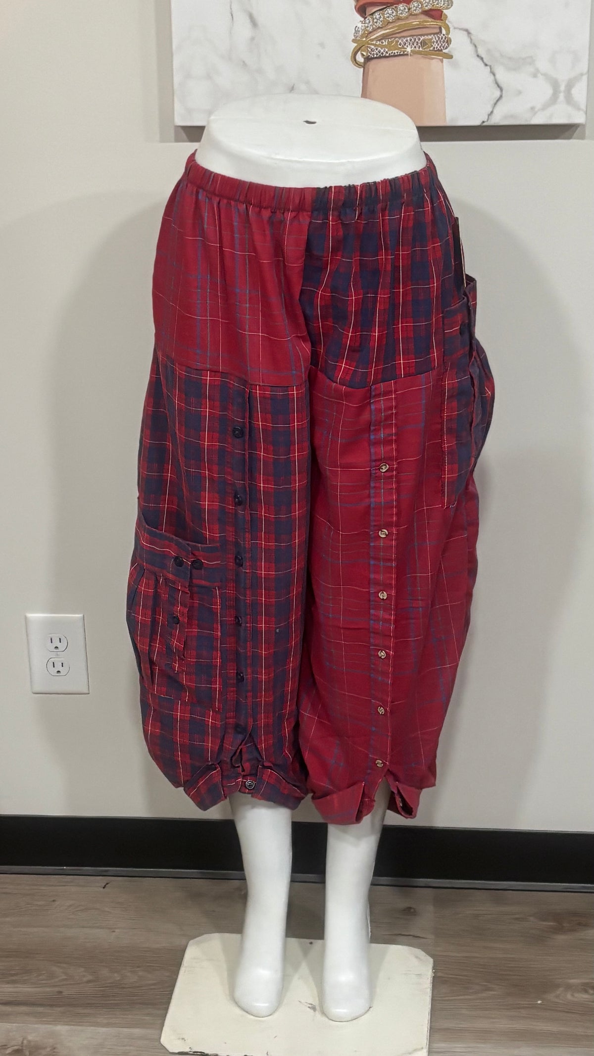 Upcycled Men’s Shirt Balloon Pants | Handmade Boho Pants | Sustainable Lounge Pants | One of a Kind Patchwork Pants