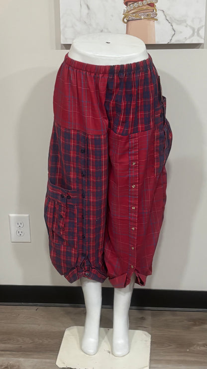 Upcycled Men’s Shirt Balloon Pants | Handmade Boho Pants | Sustainable Lounge Pants | One of a Kind Patchwork Pants