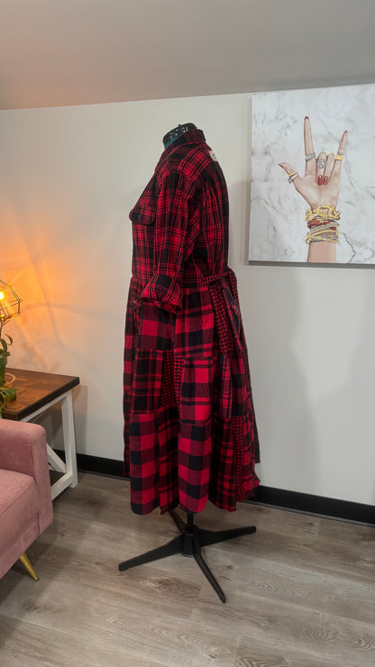 Upcycled Flannel Shirt Patchwork Duster | One of a Kind Plaid Dress