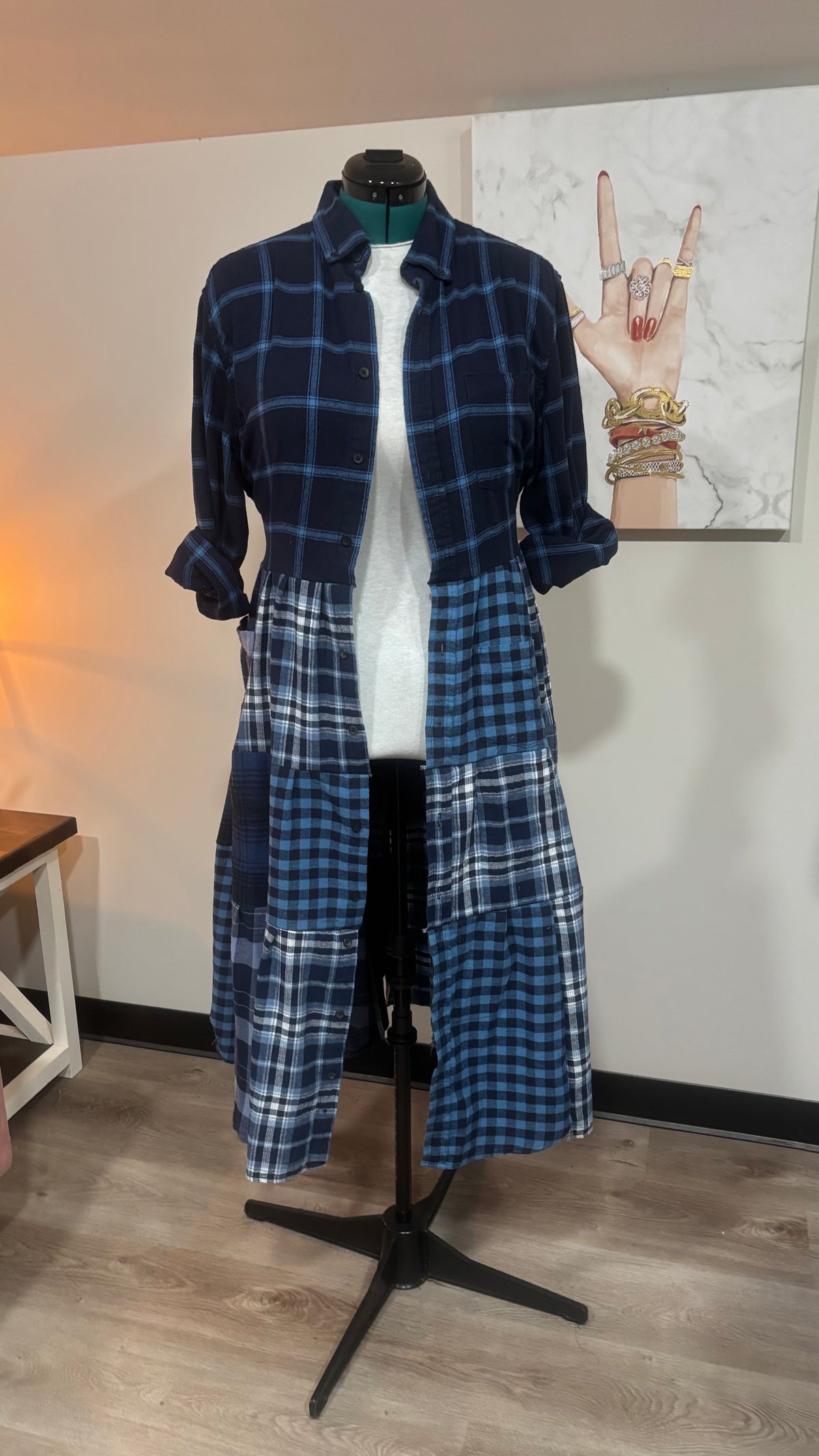 Upcycled Flannel Shirt Patchwork Duster | One of a Kind Plaid Dress