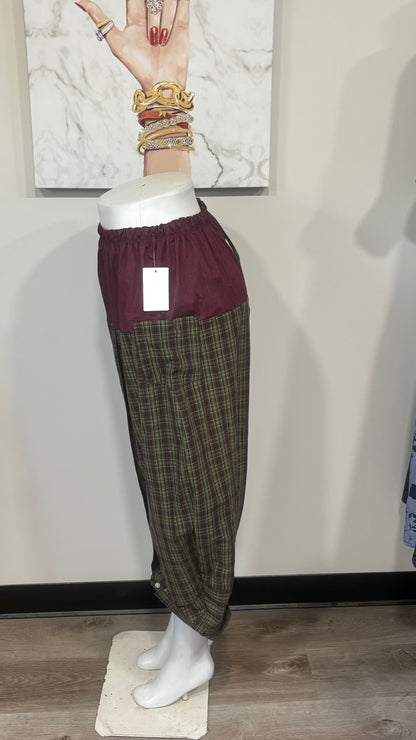 Upcycled Men’s Shirt Balloon Pants | Handmade Boho Pants | Sustainable Lounge Pants | One of a Kind Patchwork Pants