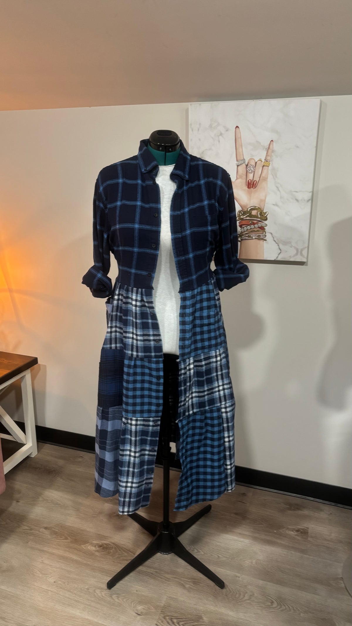 Upcycled Flannel Shirt Patchwork Duster | One of a Kind Plaid Dress