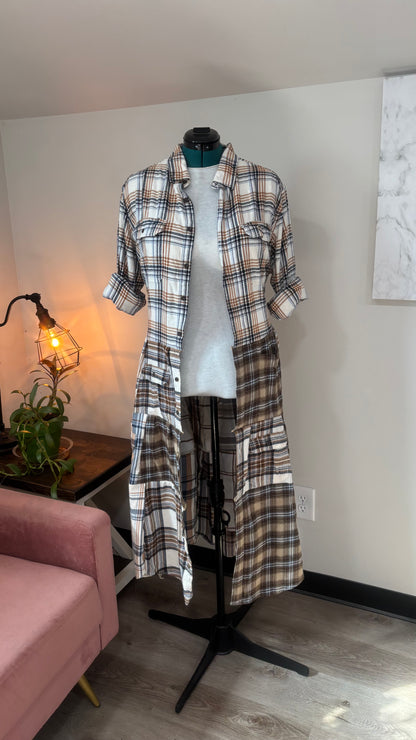 Upcycled Flannel Shirt Patchwork Duster | One of a Kind Plaid Dress