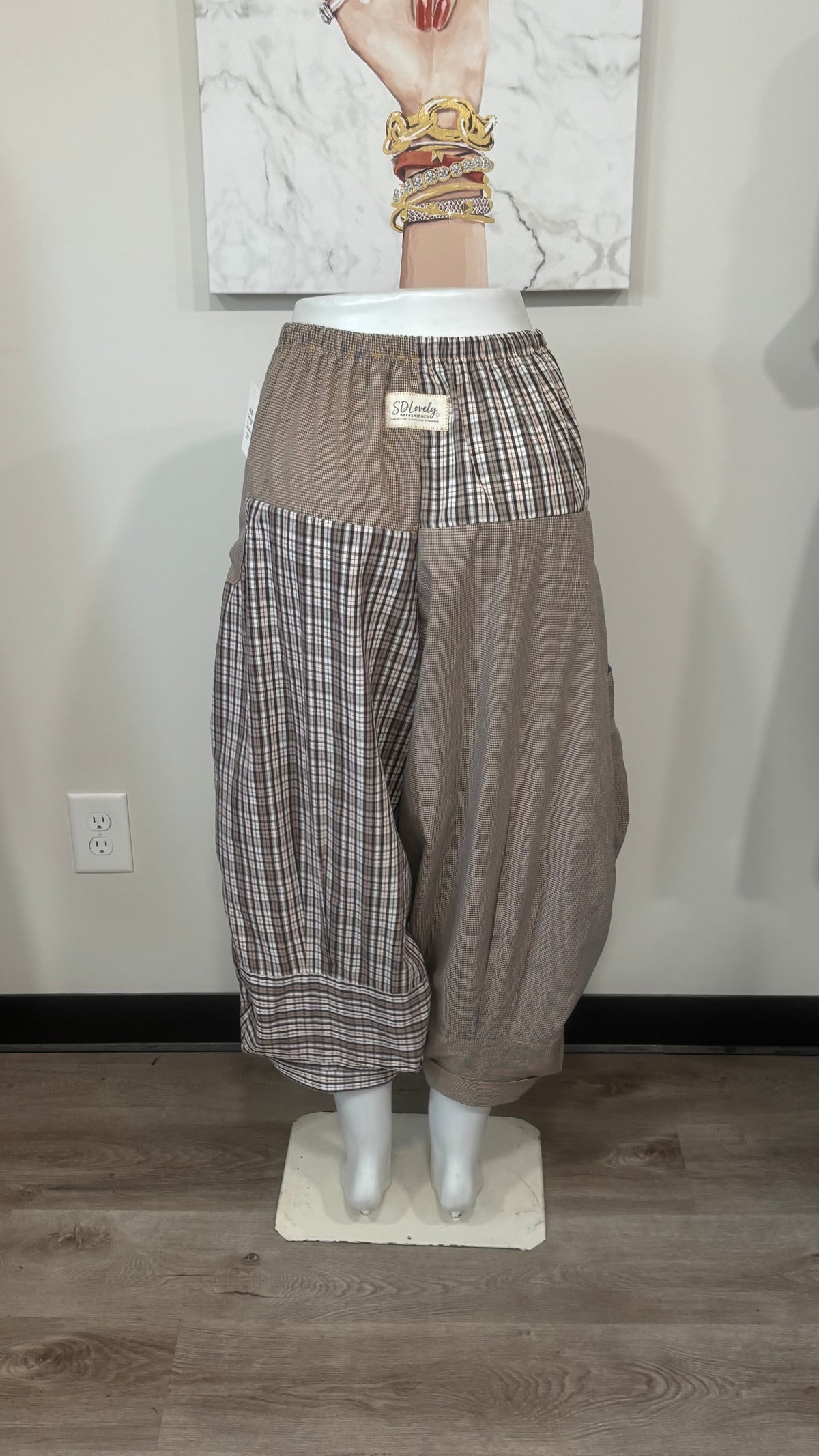 Upcycled Men’s Shirt Balloon Pants | Handmade Boho Pants | Sustainable Lounge Pants | One of a Kind Patchwork Pants