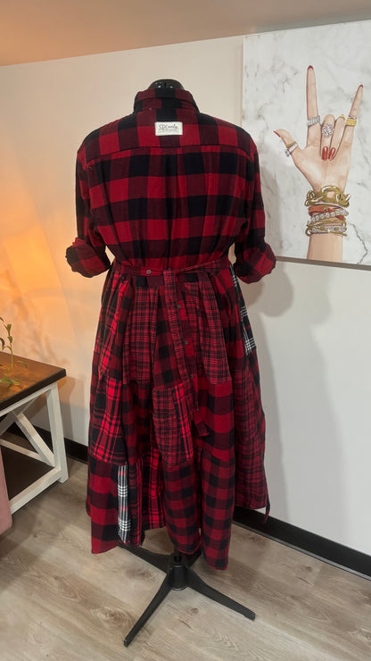 Upcycled Flannel Shirt Patchwork Duster | One of a Kind Plaid Dress