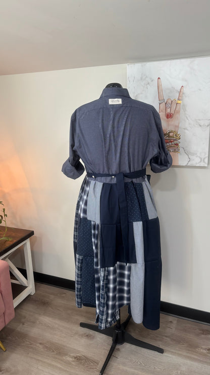 Upcycled Men’s Shirt Patchwork Duster | One of a Kind Plaid Dress