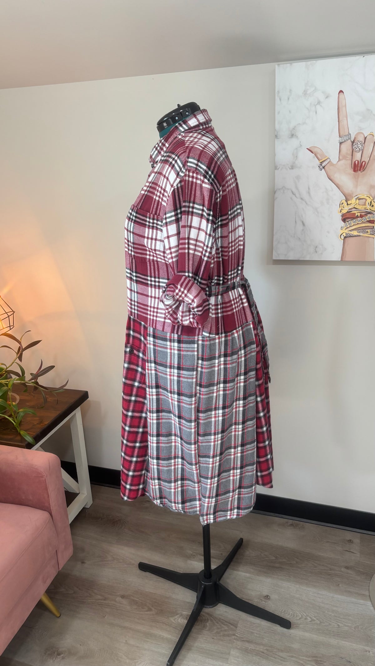 Upcycled Flannel Duster, Plaid Shirt Jacket