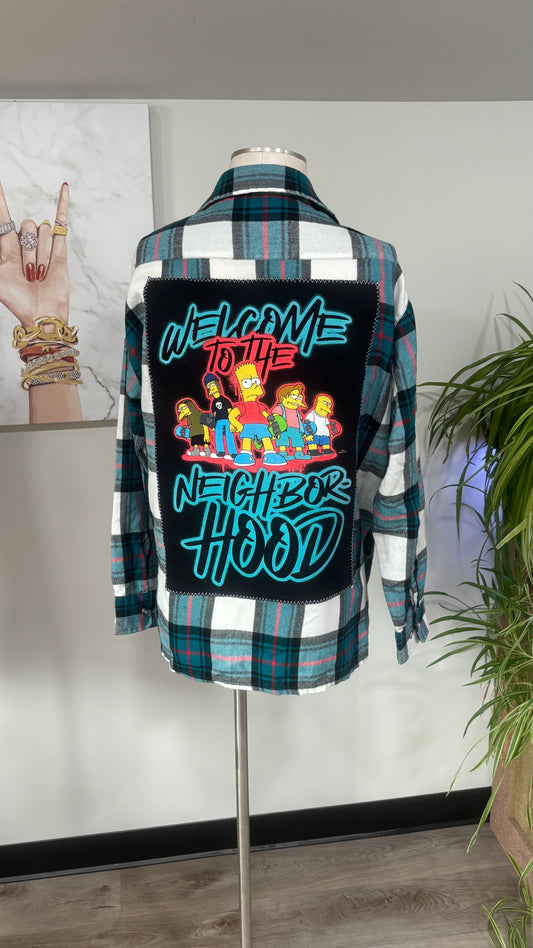 Welcome To The Neighbor-Hood (Bart Simpson) - Refashioned Flannel