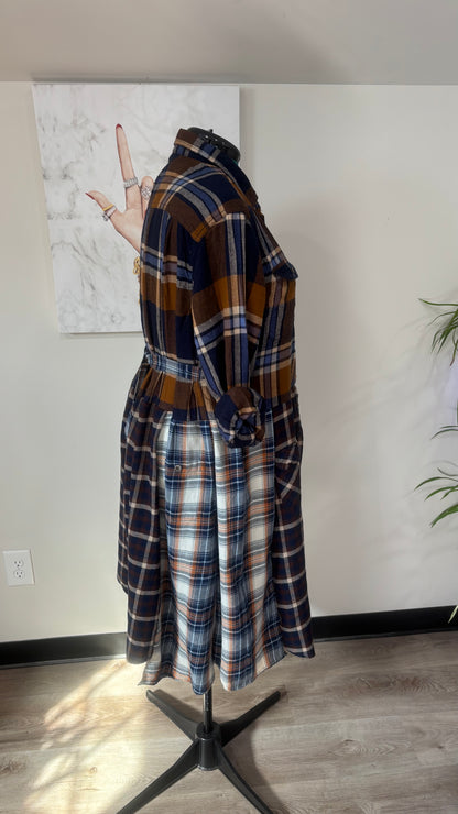 Upcycled Flannel Duster, Plaid Shirt Jacket