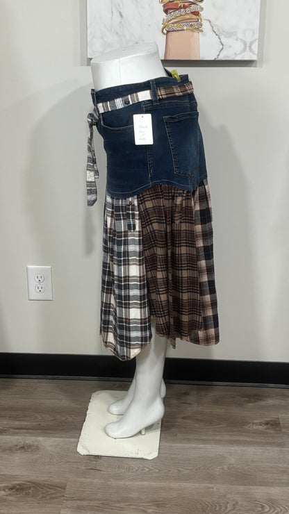 Upcycled Denim Men’s Flannel Shirt Skirt | One-of-a-Kind