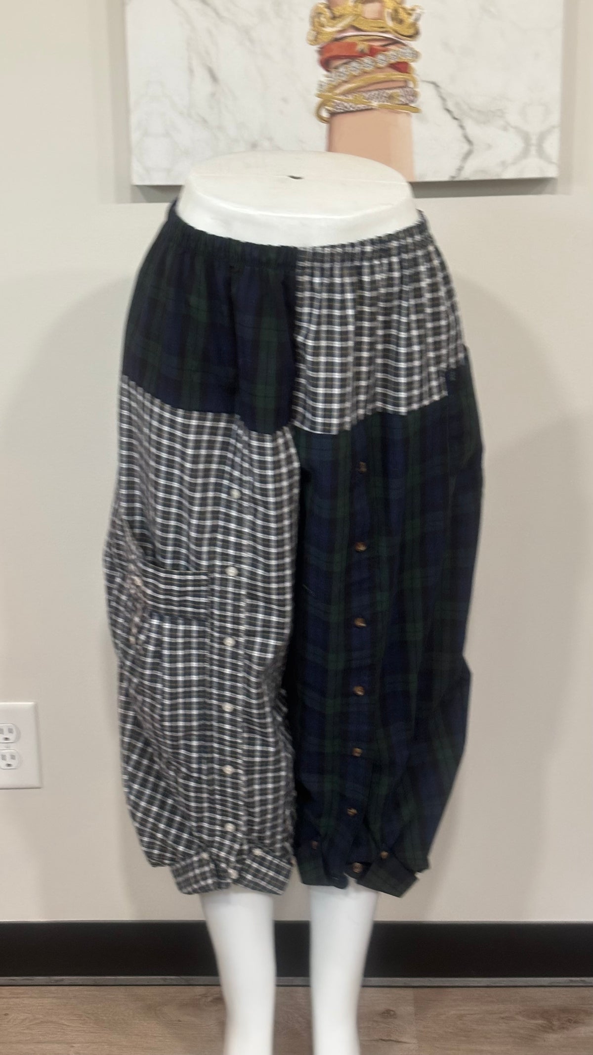 Upcycled Men’s Shirt Balloon Pants | Handmade Boho Pants | Sustainable Lounge Pants | One of a Kind Patchwork Pants