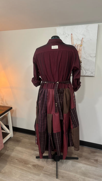 Upcycled Men’s Shirt Patchwork Duster | One of a Kind Plaid Dress