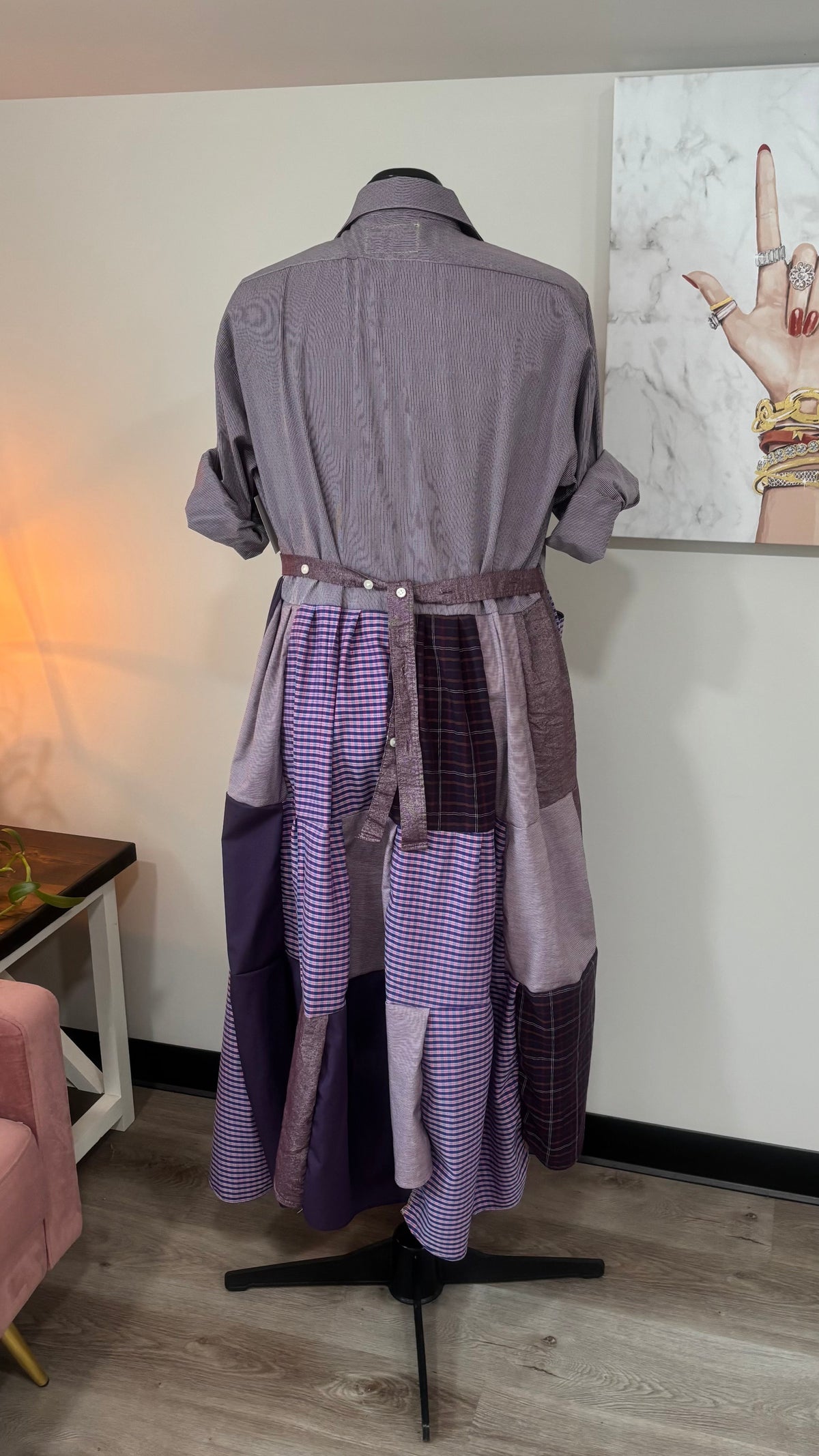 Upcycled Men’s Shirt Patchwork Duster • One of a Kind Plaid Dress