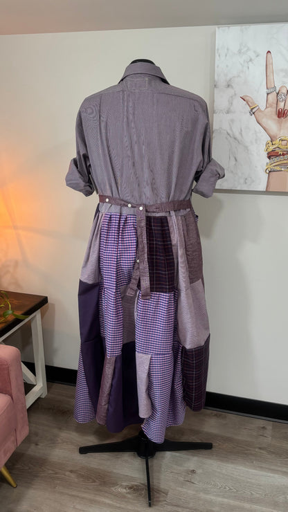 Upcycled Men’s Shirt Patchwork Duster • One of a Kind Plaid Dress