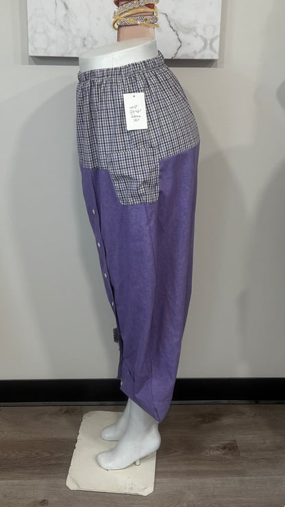 Upcycled Men’s Shirt Balloon Pants | Handmade Boho Pants | Sustainable Lounge Pants | One of a Kind Patchwork Pants