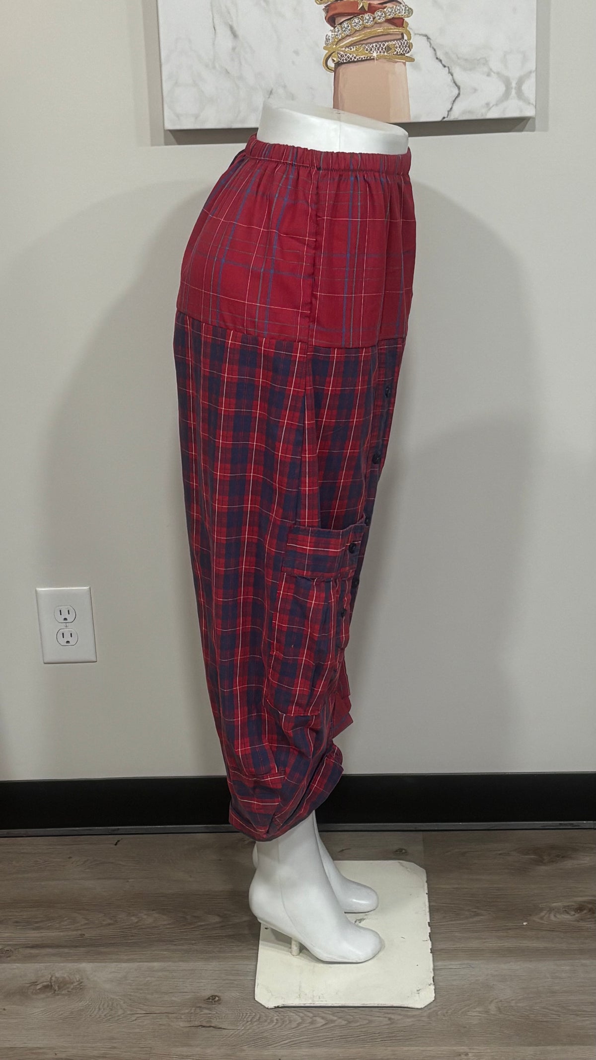 Upcycled Men’s Shirt Balloon Pants | Handmade Boho Pants | Sustainable Lounge Pants | One of a Kind Patchwork Pants