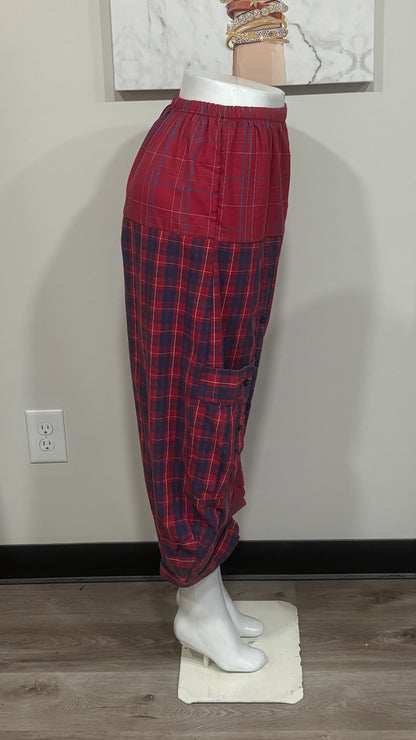 Upcycled Men’s Shirt Balloon Pants | Handmade Boho Pants | Sustainable Lounge Pants | One of a Kind Patchwork Pants