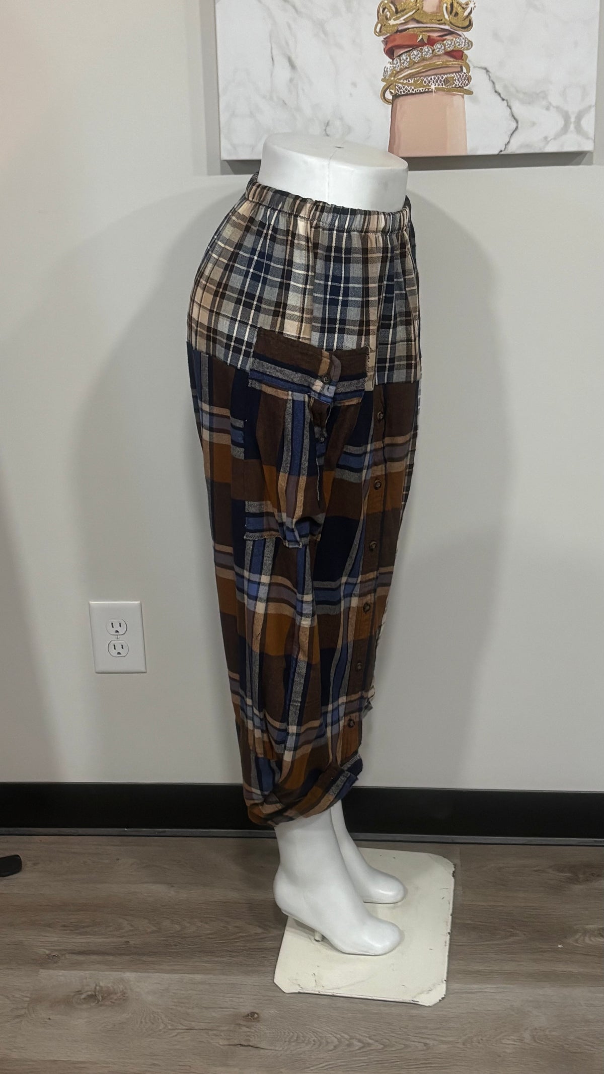 Upcycled Men’s Shirt Balloon Pants | Handmade Boho Pants | Sustainable Lounge Pants | One of a Kind Patchwork Pants