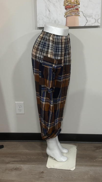 Upcycled Men’s Shirt Balloon Pants | Handmade Boho Pants | Sustainable Lounge Pants | One of a Kind Patchwork Pants