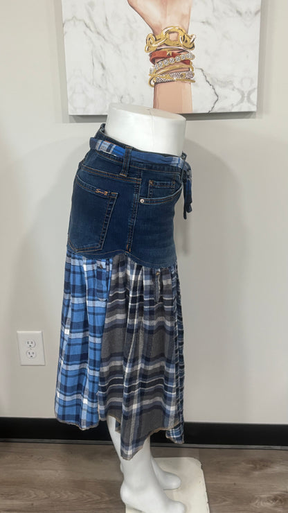 Upcycled Denim Men’s Flannel Shirt Skirt | One-of-a-Kind