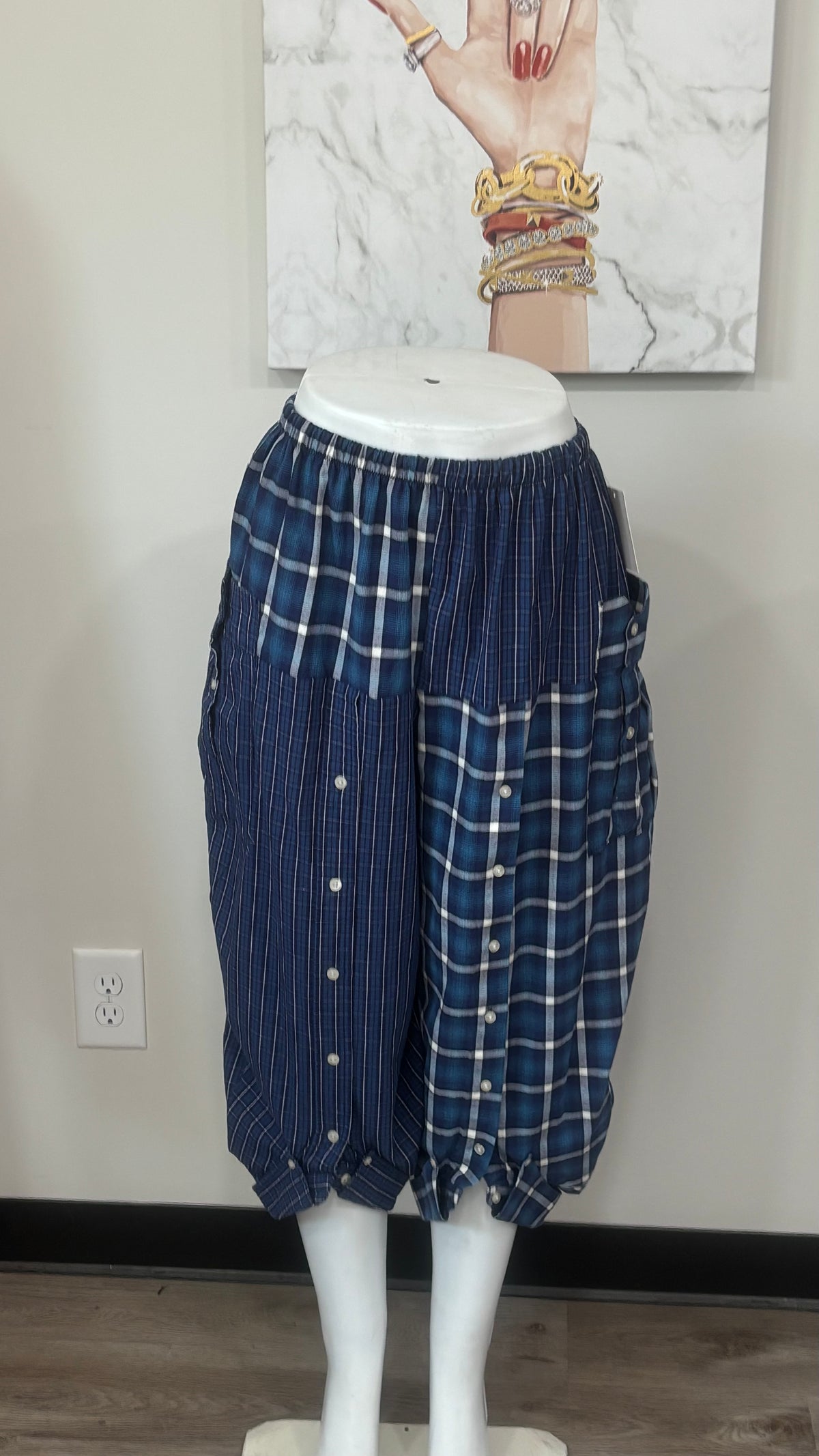 Upcycled Men’s Shirt Balloon Pants | Handmade Boho Pants | Sustainable Lounge Pants | One of a Kind Patchwork Pants