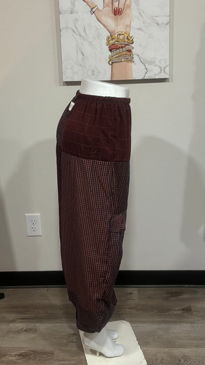Upcycled Men’s Shirt Balloon Pants | Handmade Boho Pants | Sustainable Lounge Pants | One of a Kind Patchwork Pants