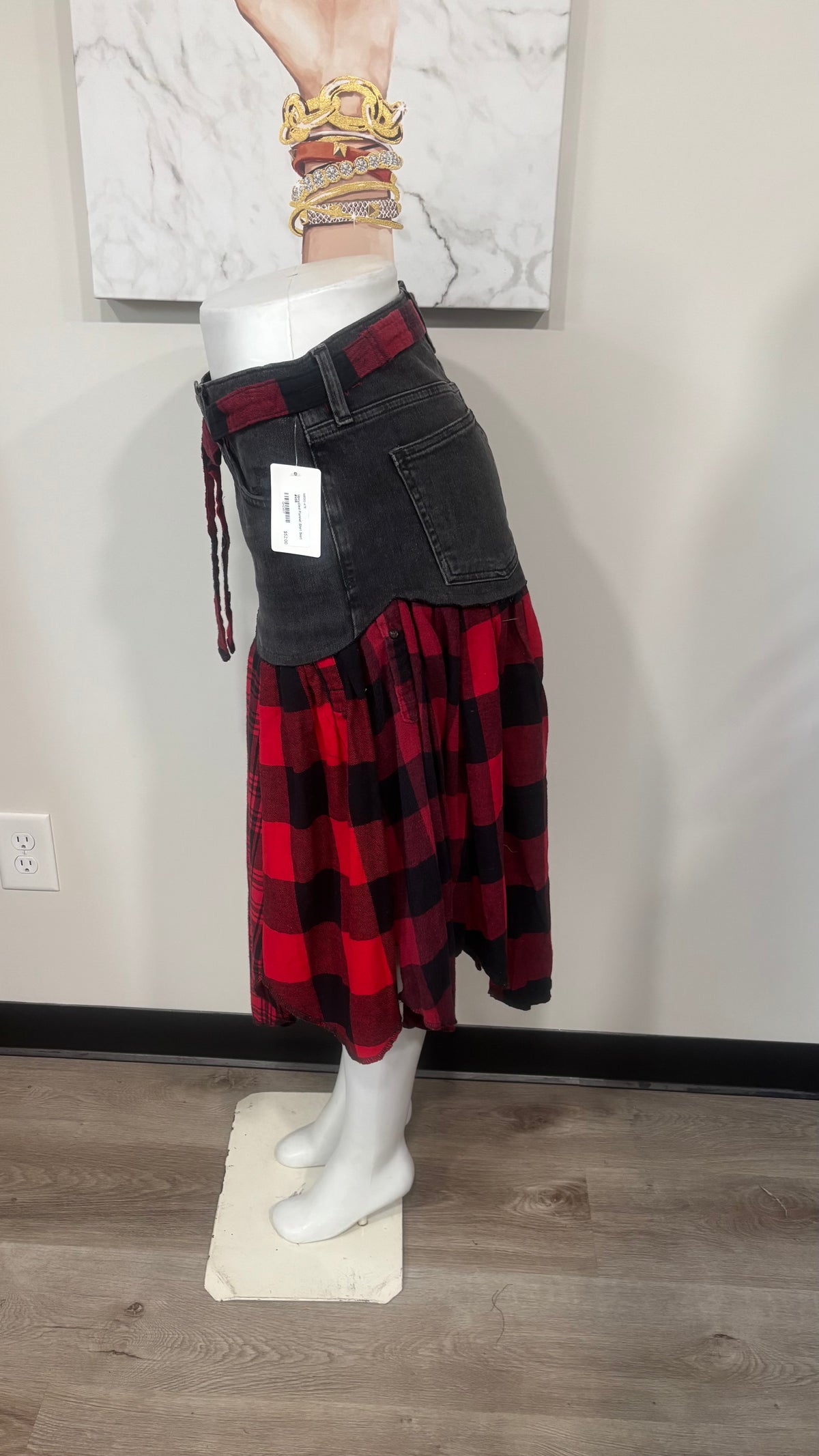 Upcycled Denim Men’s Flannel Shirt Skirt | One-of-a-Kind
