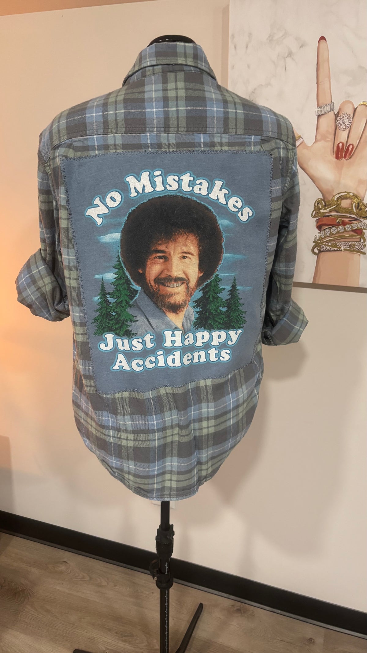 Bob Ross No Mistakes Just Happy Accidents - Refashioned Flannel