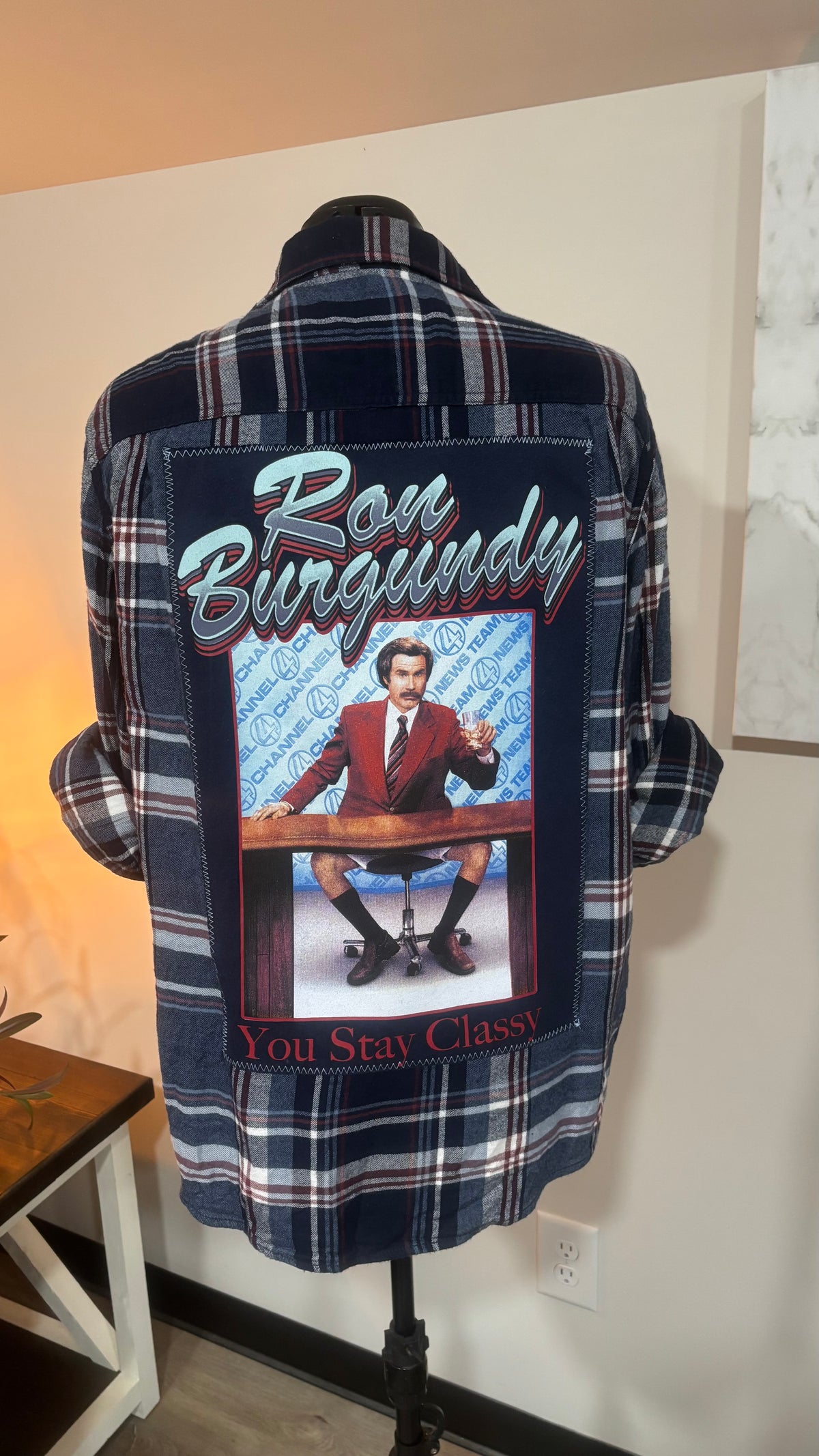 Ron Burgundy You Stay Classy - Refashioned Flannel