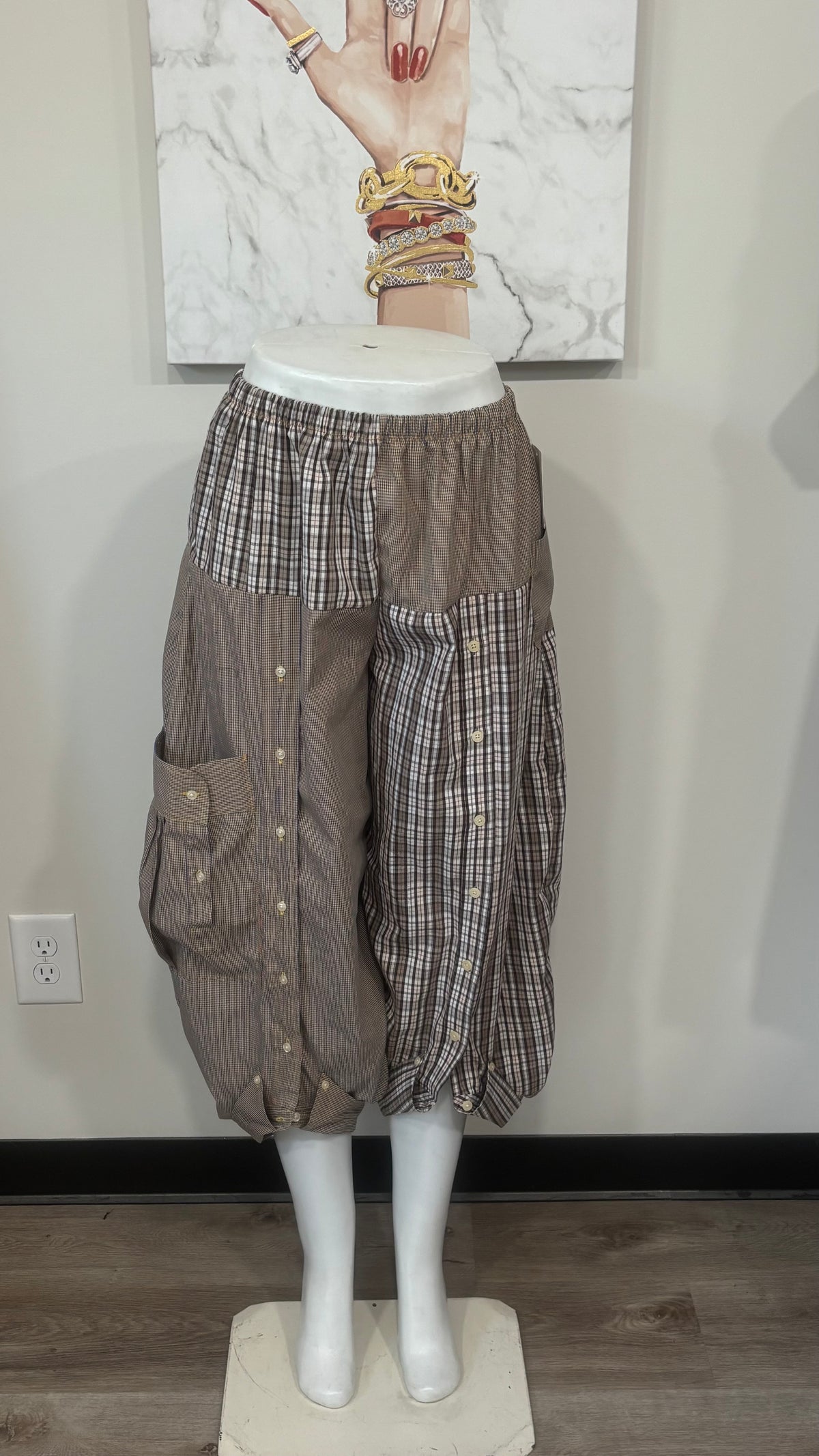 Upcycled Men’s Shirt Balloon Pants | Handmade Boho Pants | Sustainable Lounge Pants | One of a Kind Patchwork Pants