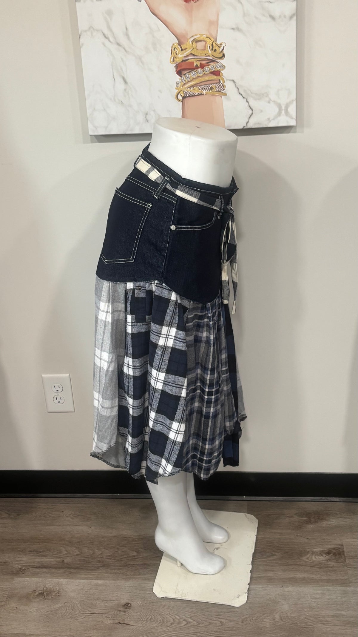 Upcycled Denim Men’s Flannel Shirt Skirt | One-of-a-Kind