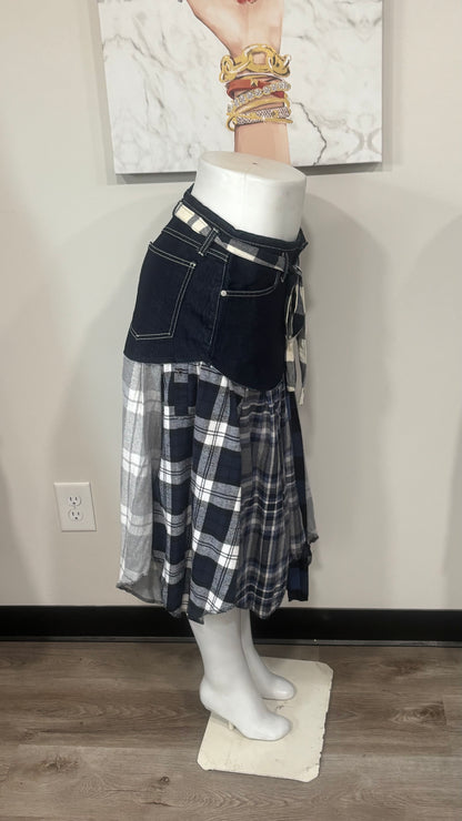Upcycled Denim Men’s Flannel Shirt Skirt | One-of-a-Kind