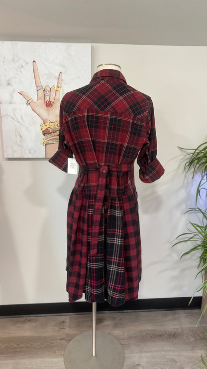 Upcycled Flannel Duster, Plaid Shirt Jacket