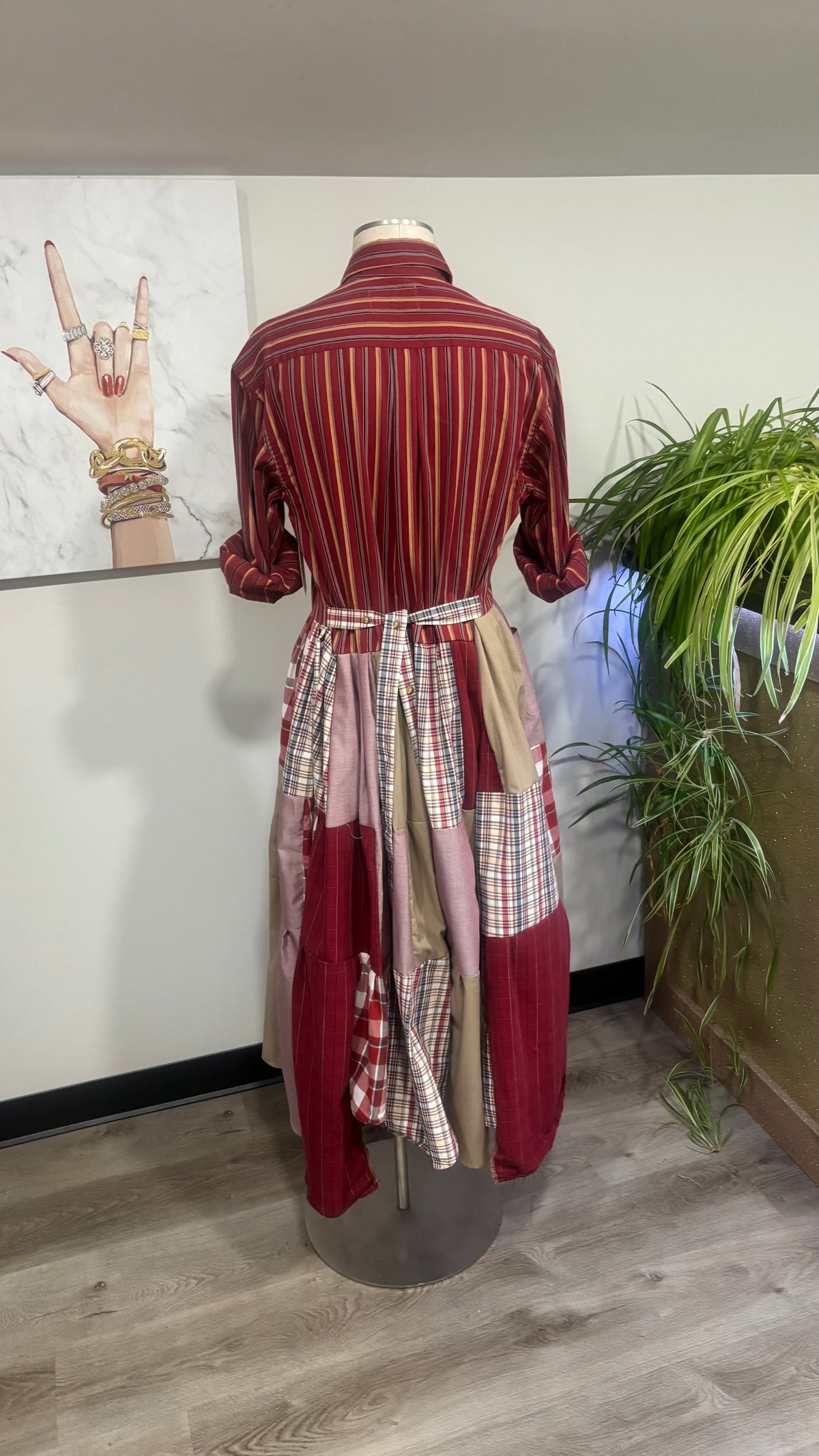 Upcycled Men’s Shirt Patchwork Duster • One of a Kind Plaid Dress