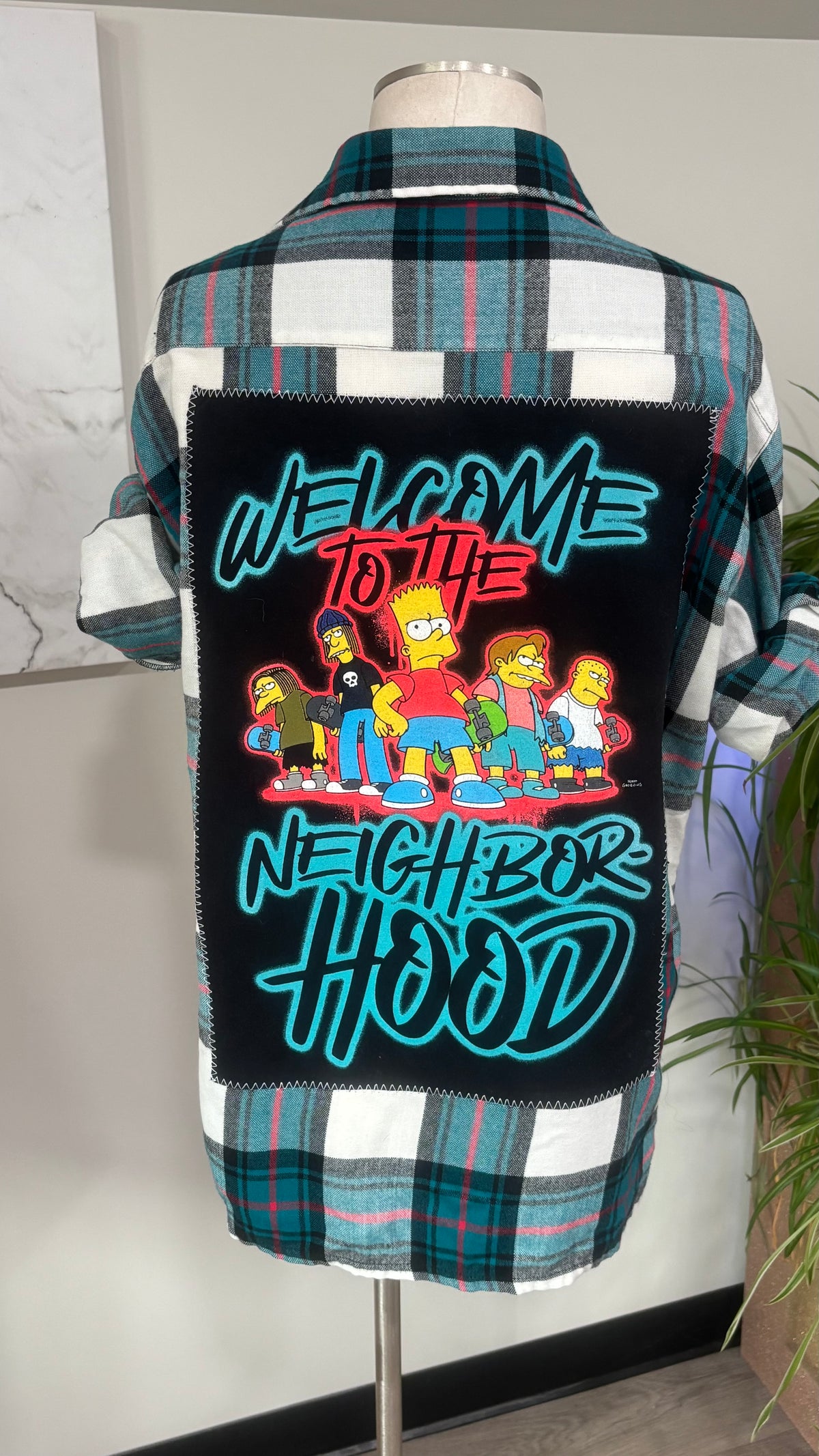 Welcome To The Neighbor-Hood (Bart Simpson) - Refashioned Flannel