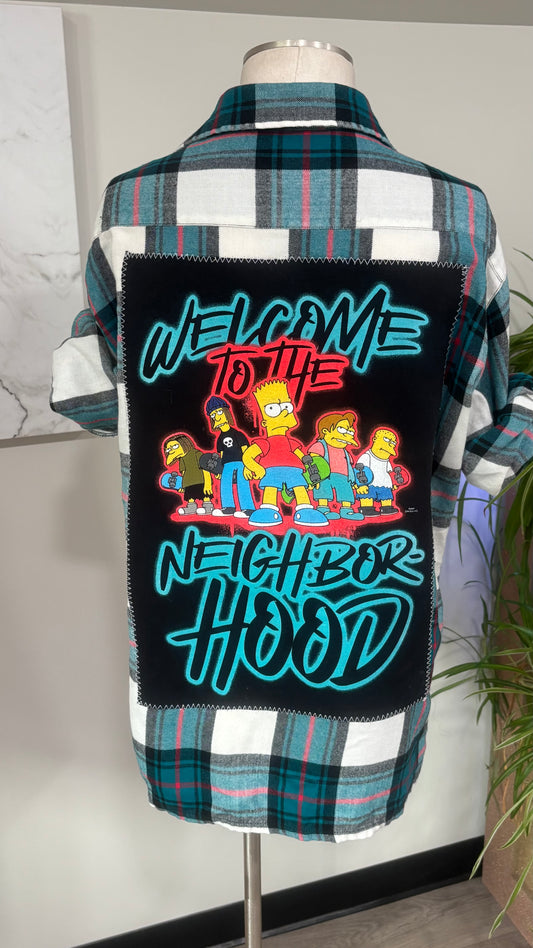 Welcome To The Neighbor-Hood (Bart Simpson) - Refashioned Flannel