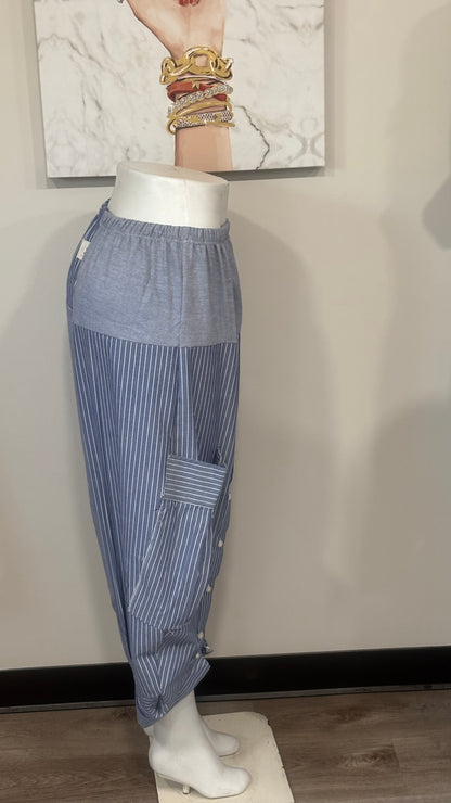 Upcycled Men’s Shirt Balloon Pants | Handmade Boho Pants | Sustainable Lounge Pants | One of a Kind Patchwork Pants