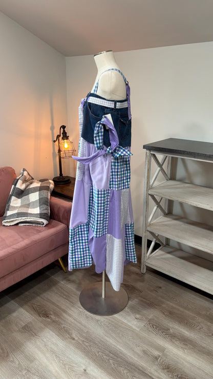 Patchwork Maxi Dress – Upcycled Denim & Dress Shirt Fabric (One of a Kind)