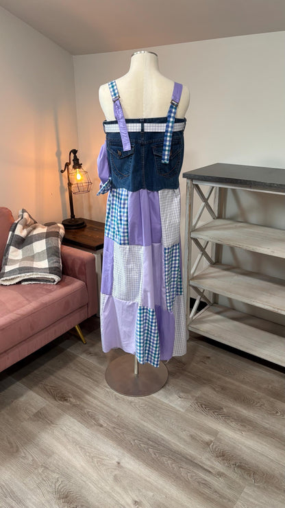 Patchwork Maxi Dress – Upcycled Denim & Dress Shirt Fabric (One of a Kind)