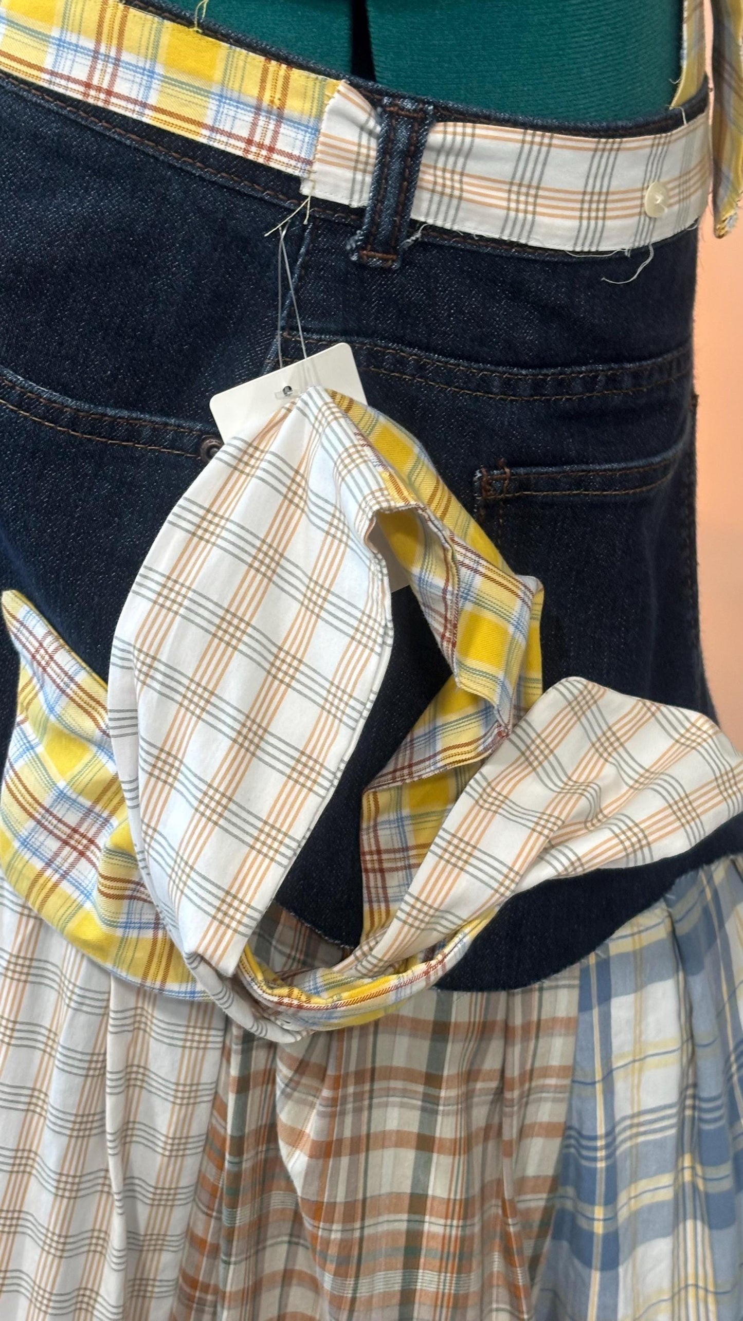 Patchwork Maxi Dress – Upcycled Denim & Dress Shirt Fabric (One of a Kind)