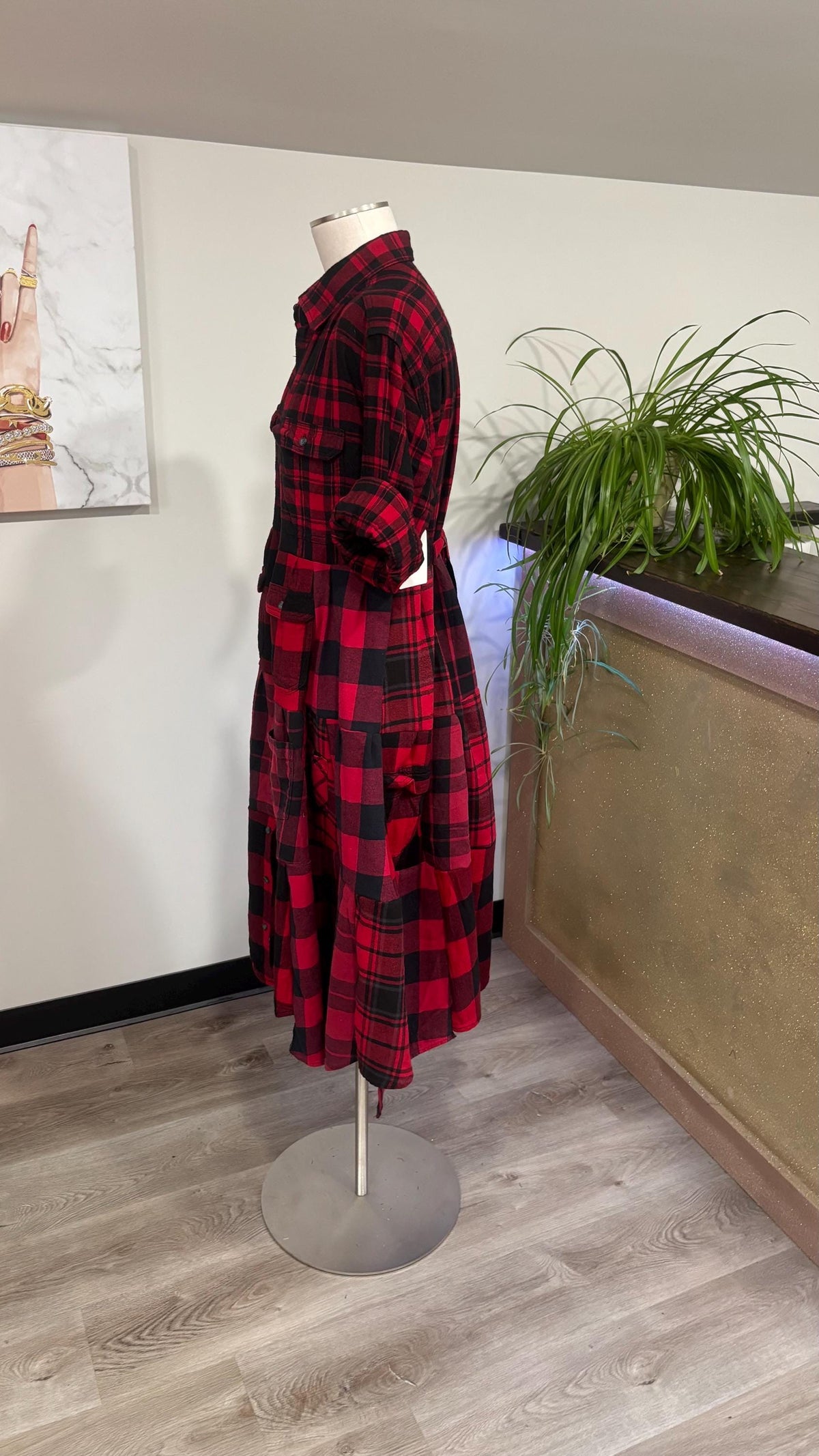 Upcycled Flannel Shirt Patchwork Duster | One of a Kind Plaid Dress