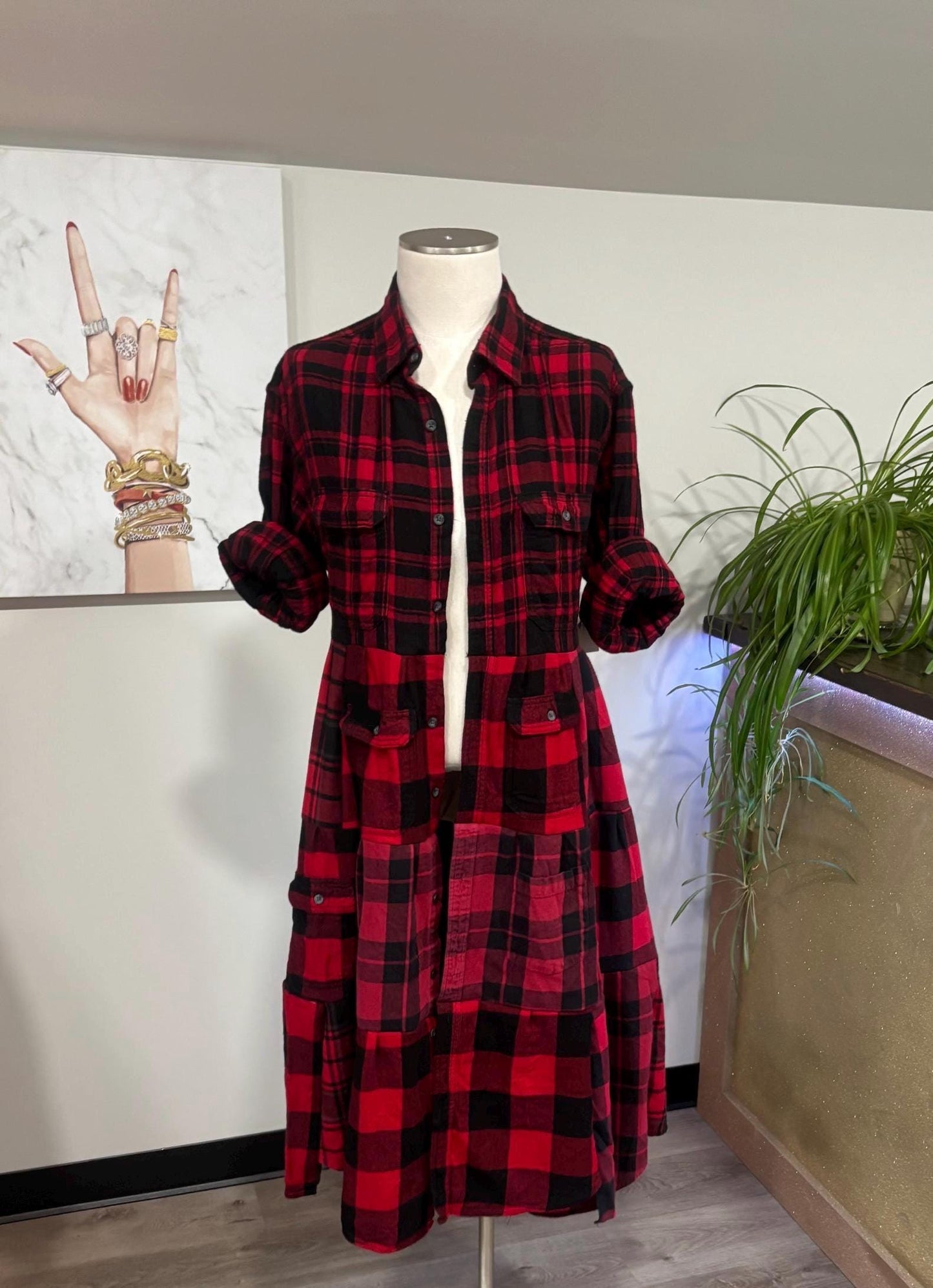 Upcycled Flannel Shirt Patchwork Duster | One of a Kind Plaid Dress