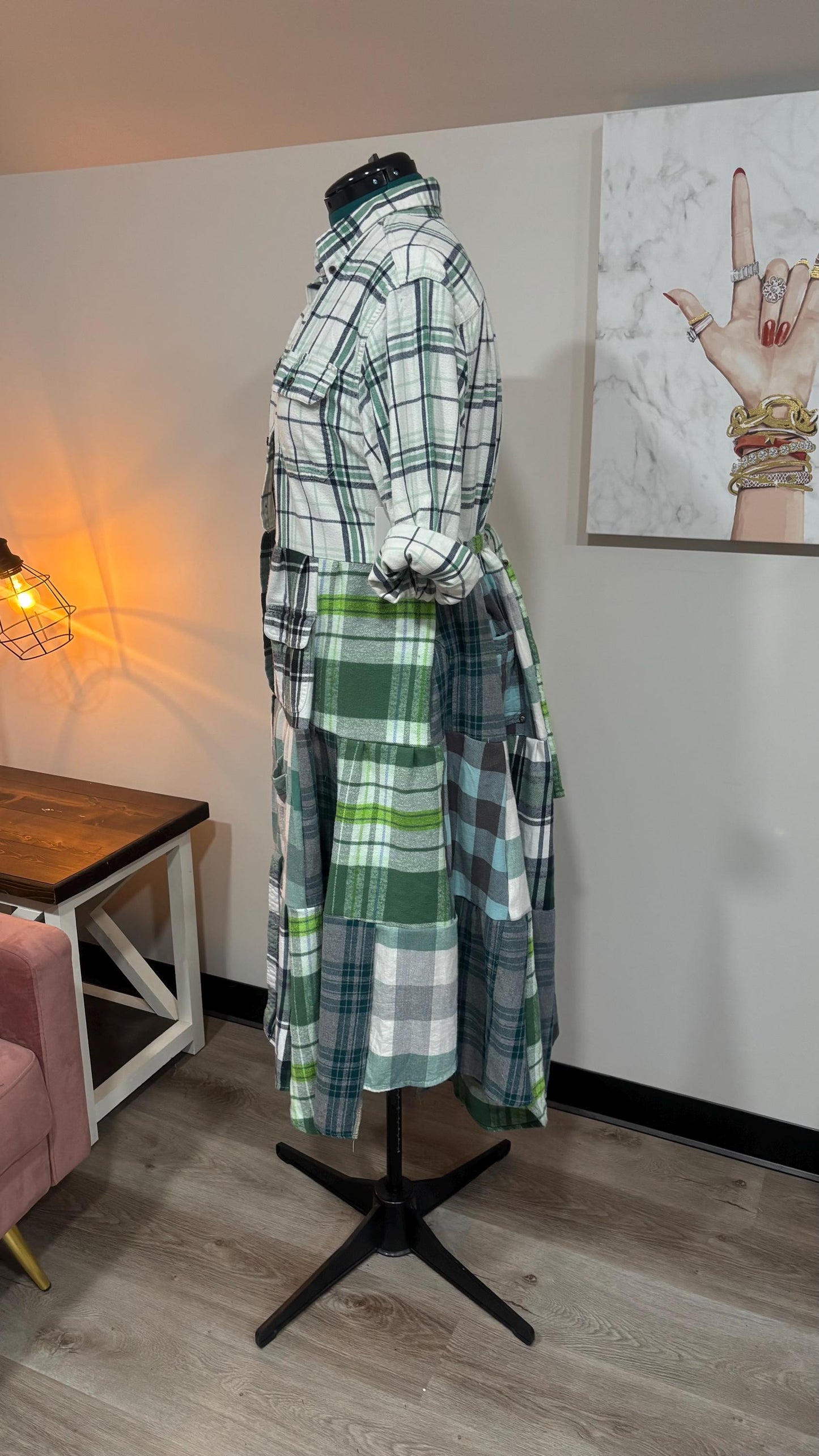 Upcycled Flannel Shirt Patchwork Duster | One of a Kind Plaid Dress