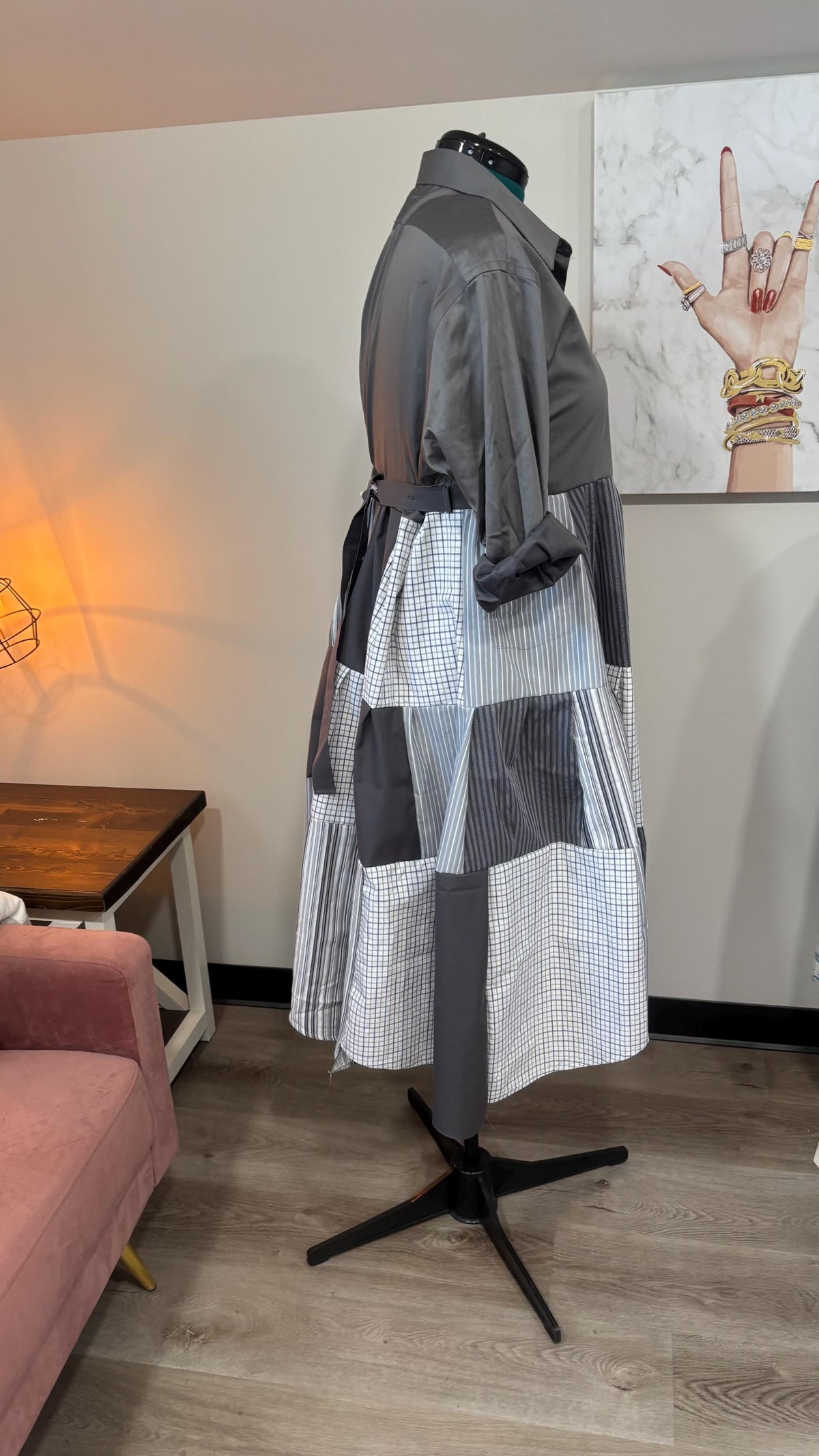 Upcycled Men’s Shirt Patchwork Duster • One of a Kind Plaid Dress