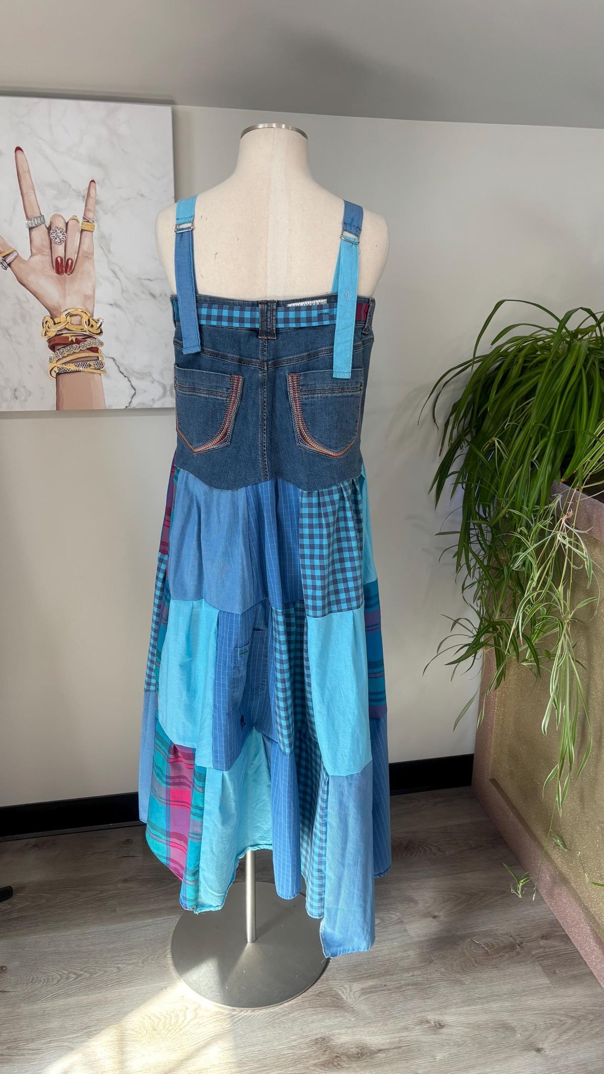 Upcycled Men’s Shirt Patchwork Maxi Dress – (One of a Kind)