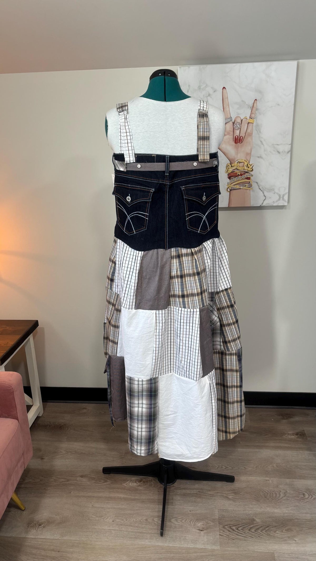Upcycled Men’s Shirt Patchwork Maxi Dress – (One of a Kind)