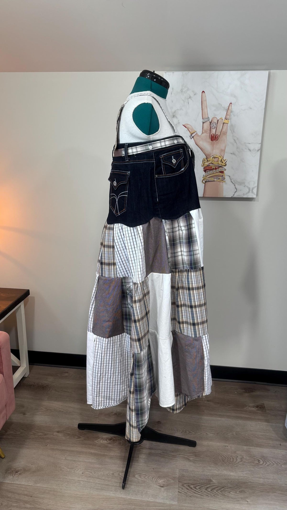 Upcycled Men’s Shirt Patchwork Maxi Dress – (One of a Kind)