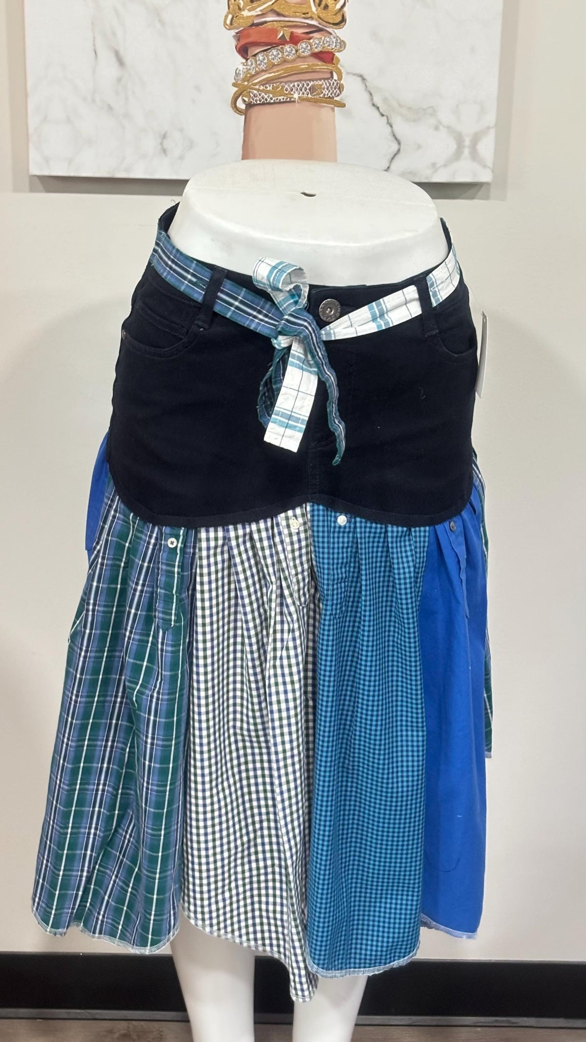 Upcycled Denim Men’s Shirt Skirt | One-of-a-Kind