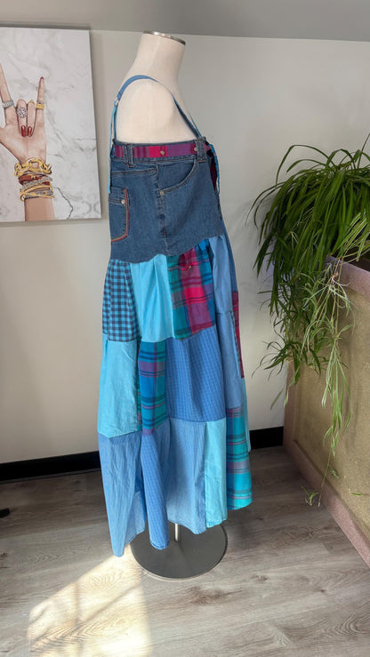 Upcycled Men’s Shirt Patchwork Maxi Dress – (One of a Kind)